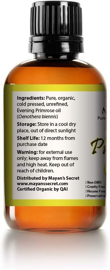 Pure Carrier and Essential Oils for Skin Care, Hair, Body Moisturizer for Face-Anti Aging Skin Care (Evening Primrose Oil Organic, 4oz)