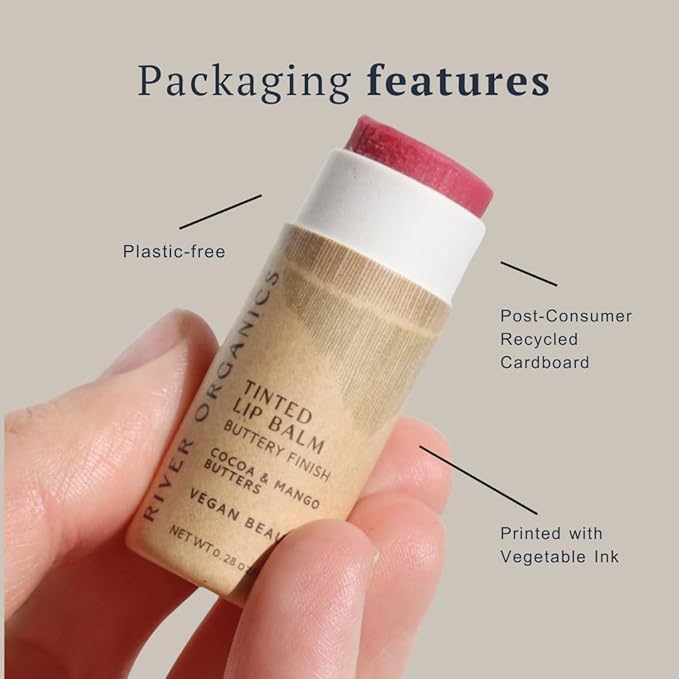 Tinted Lip Balm – Rose Gold | Vegan, Plastic-Free, Long-Lasting, Organic, Zero-Waste 0.28 OZ