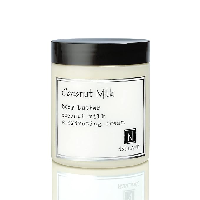 Nabila K Body Butter - Daily Moisturizer for Body Care - Skin Hydrating Deep Moisturizing - Natural Ingredients - Coconut Milk - 9 oz