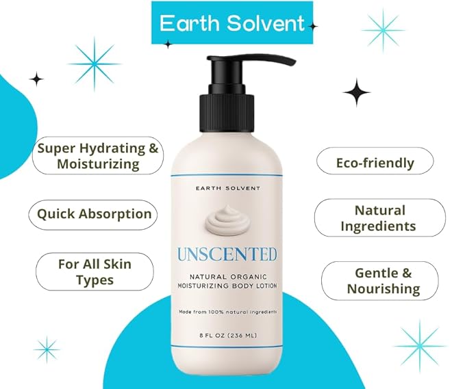 Natural Organic Moisturizing Body Lotion Lightweight & Non-Greasy, Shea Butter Body Lotion Made with All Natural Ingredients | For All Skin Types, Eco-friendly (8oz, Unscented)