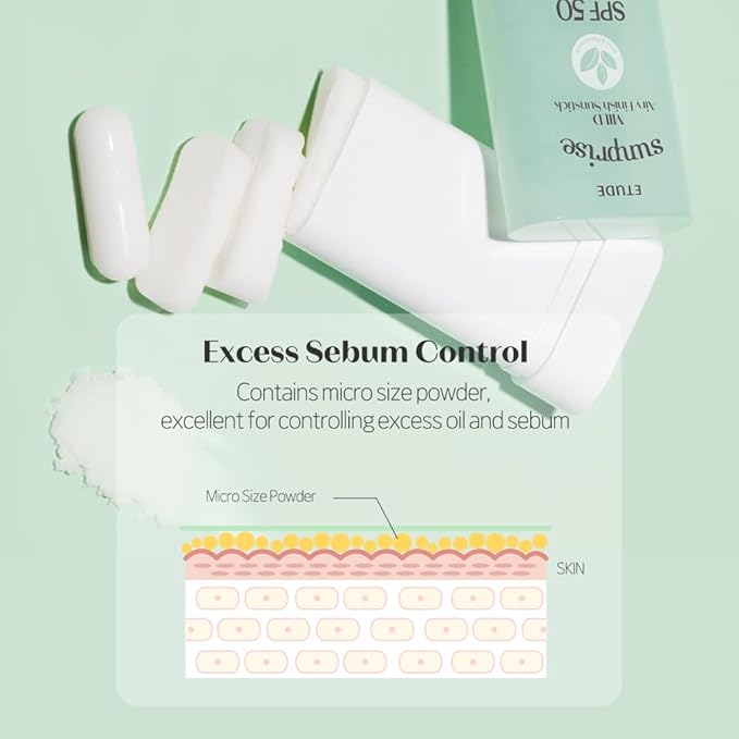 ETUDE Sunprise Mild Airy Finish Sunstick SPF50+ PA++++ Powdery sunscreen, Vegan, Non-Greasy, Sebum Control, Matte Finish, Sensitive Skin Friendly, 19g | perfect for Coachella & Festival Essentials