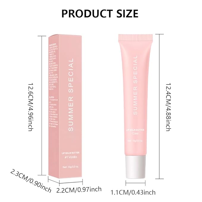 Summer Special Butter Lip Balm – Ultra-Hydrating Lip Care with Shea Butter & Olive Oil, Soothes Dry Lips with Natural Tint & Gloss Effect, Lip Plumper Moisture & Light Lip Stain Finish #4 Cake