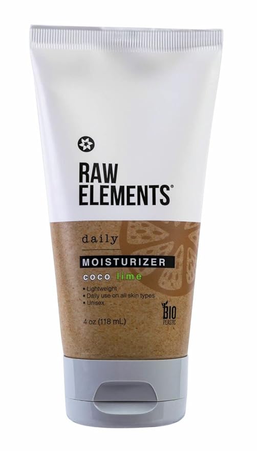 Raw Elements Daily Moisturizing Lotion Coco Lime - Organic Non Toxic Body Lotion, Cocoa Butter, Vitamin E, Reef-Safe, Water Resistant, Bio-Resin Tube, 4.0 oz