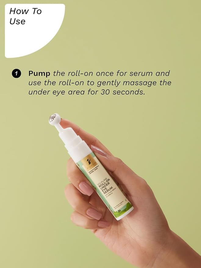 Pilgrim Squalane Roll On Under Eye Serum | Hydrating Eye Serum with Phyto Retinol & Caffeine | Reduces Dark Circles, Puffiness & Wrinkles | 0.50 Fl Oz (15ml)