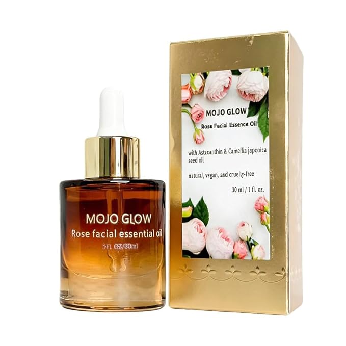 Rose Facial Essential Oil, Cold Pressed Organic Rosehip Face Oil, Natural Moisturizer for Dry Skin, Scar Repair & Glow, Non Comedogenic Serum, 1 fl oz