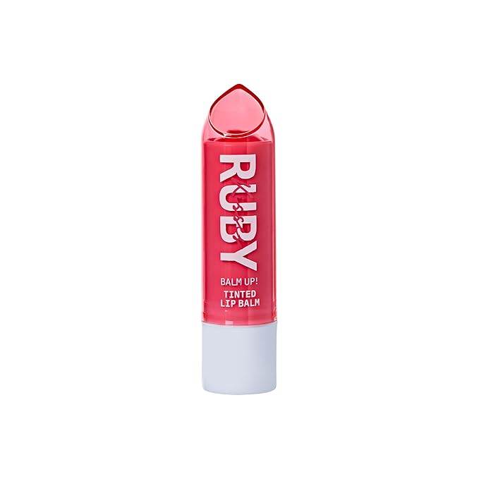 Ruby Kisses Balm Up Tinted Lip Balm, Non-Greasy Hydrating Formula, Nourishing Coconut Core & Vitamin E Infused, Care with Natural Shine, Lightweight Sheer Color (Orange Red)