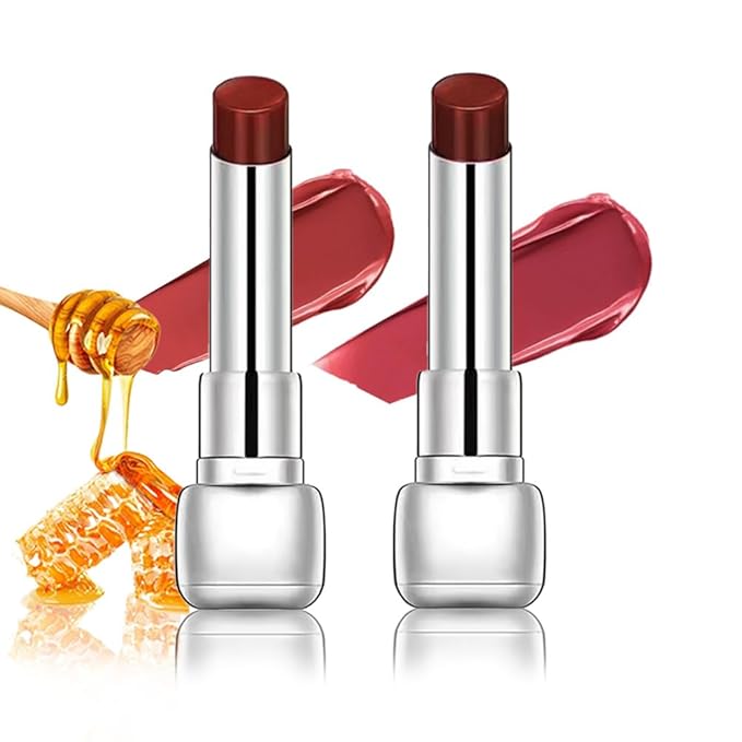 Plumper Moisturizing Butter Lipstick for Women, Natural Tinted Lip Balm Shine Nourishing Hydrating Lip Gloss Stain for Dry Lips, Lightweight Lip Liner Care Makeup, Vegan, 2Pc Rose Red & Plum