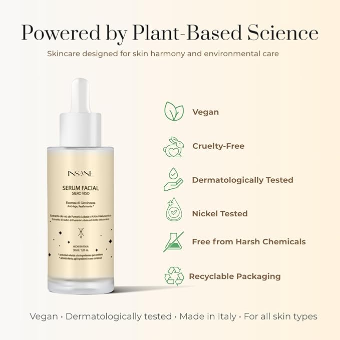 Youth Essence Brightening Face Serum - Even Skin Tone, Plumps & Hydrates with Kudzu, Centella Asiatica, Hyaluronic Acid — Brightening Face Serum. Vegan & Dermatologically Tested