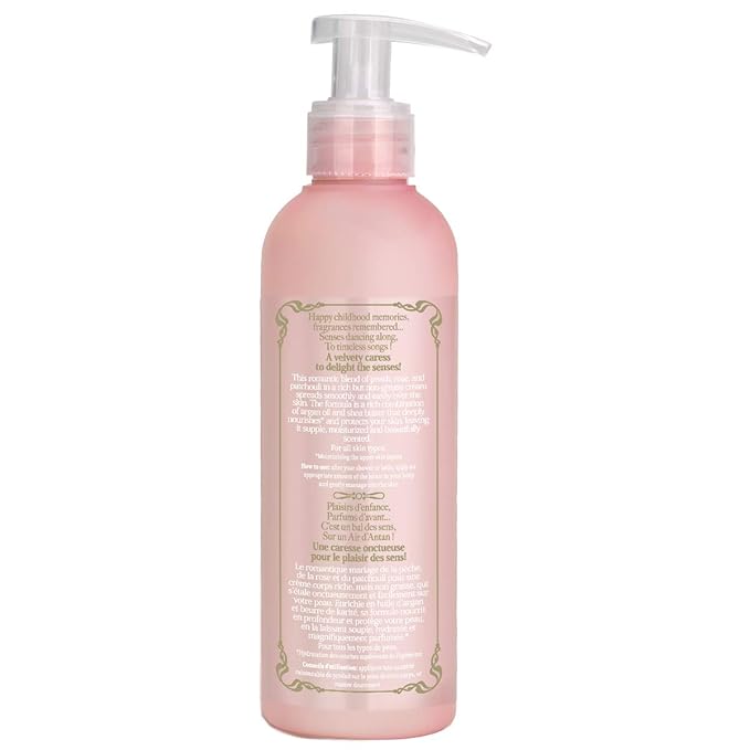 Un Air d'Antan 6.76Oz Body Lotion - Rose Peach Patchouli Premium Body Cream with Organic Shea Butter & Argan Oil -Non-Greasy Moisturizing Body Lotion for Women Dry Skin, Gentle Fragrance, Paraben-Free