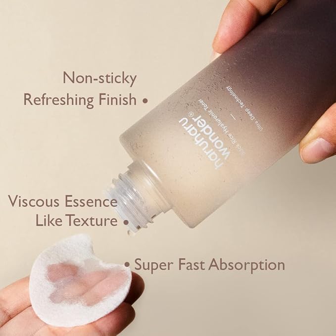 haruharu Wonder Black Rice Hyaluronic Toner, Deep Hydration, Glass Skin, Hyaluronic Acid, Lavender Oil, Skin Plumpling, Korean Skincare, Vegan, Cruelty-Free, 5.1 fl.oz