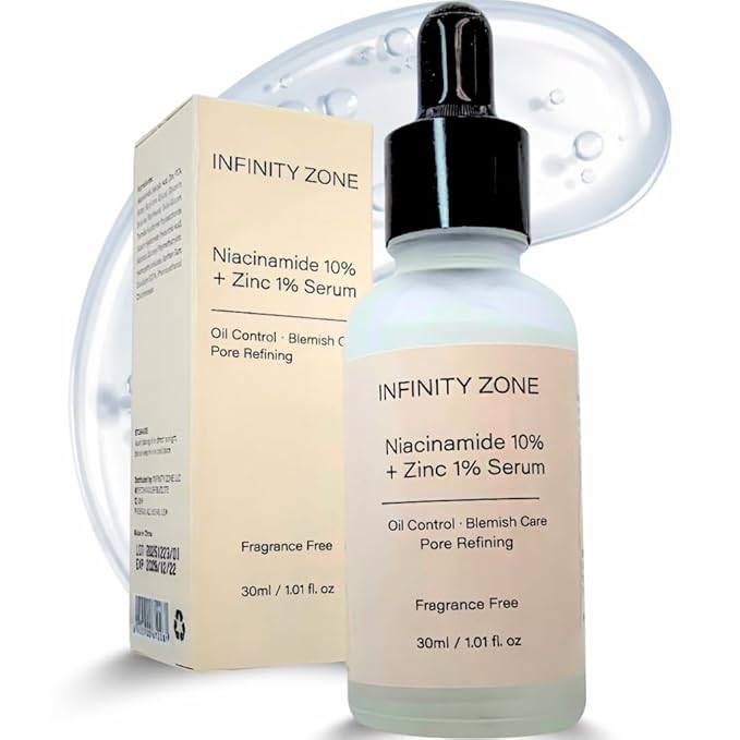 Niacinamide 10% + Zinc 1% Face Serum – Lightweight Hydrating Serum with Hyaluronic Acid & Vitamin B5, 30 ml / 1.01 fl oz