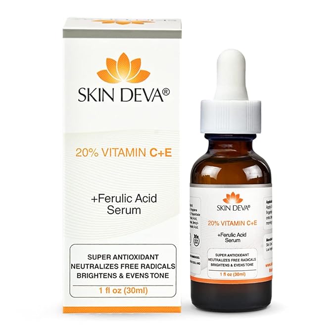 Skin Deva 20% Vitamin C Serum Anti Aging Face Serum with Hyaluronic Acid & Vitamin E – Brightening Formula for Improving Appearance of Dark Spots, Fine Lines & Wrinkles – All Skin Types, 1 fl oz
