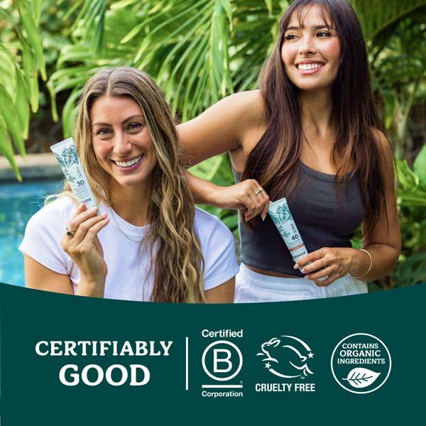 Badger Tinted Sunscreen for Face SPF 40, Lightweight Tinted Mineral Sunscreen w/Sheer Tint Warm Finish for Light or Dark Skin, No White Cast, 80% Organic, Water Resistant, Unscented, 1.7 floz, 2 Pack