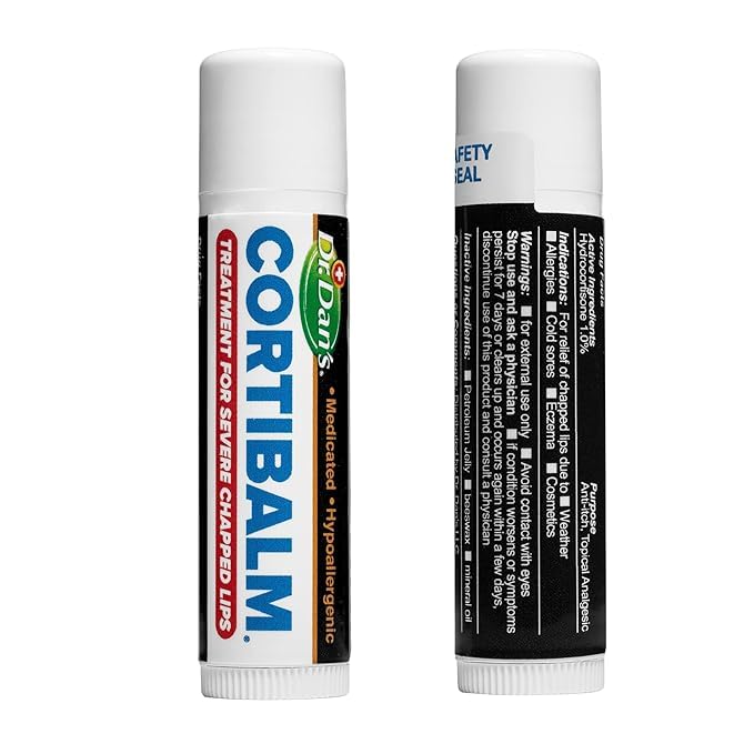 Dr. Dan’s Cortibalm - Healing Lip Balm for Severely Chapped Lips with Hydrocortisone, Moisturizing Balm Pack Treatment for Men & Women, Moisturizer for Very Dry Cracked Lips, Hypoallergenic - 2 pack