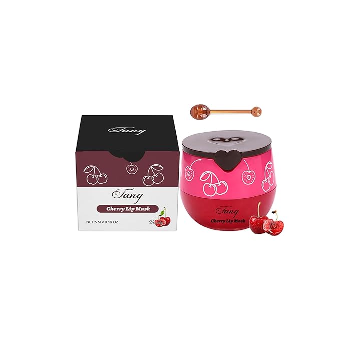 Lip Mask for Overnight Repair - Hydrating Lip Sleeping Mask with Vitamin E & Coconut Extract - Moisturizing Lip Balm Pack for Dry Lips, Non-Sticky Honeybalm Formula (Cherry)