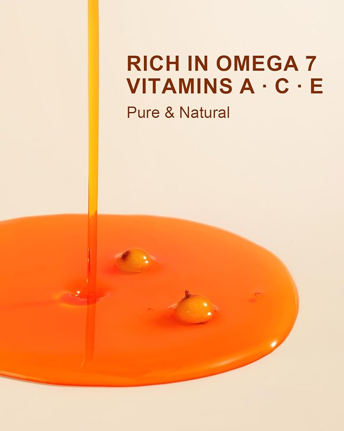 USDA Sea Buckthorn Oil Organic for Face Hair & Nails 2oz - 100% Cold Pressed Natural Facial Oils from SeaBuckthorn Berry for Deep Hydration & Skin Nourishment, aceite de espino amarillo organico