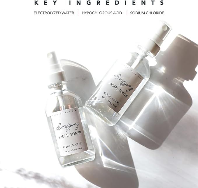 Pretty farm girl Clarifying Facial Toner - Clear & Soothe - HOCL - for Acne and Dermatitis - All Skin Types - Teen & Adult