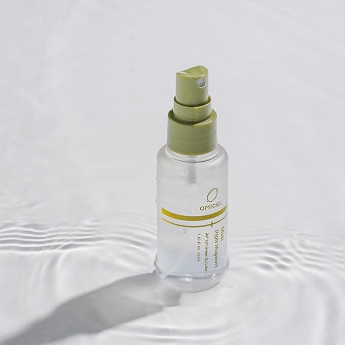 INJIN Mugwort Green Solution Mist (1 Count) - Hydrating Facial Toner Spray for Dewy, Glowing Skin | Moisturizing Makeup Setting Mist | Hemp Stem Extract, Bifida Ferment Lysate