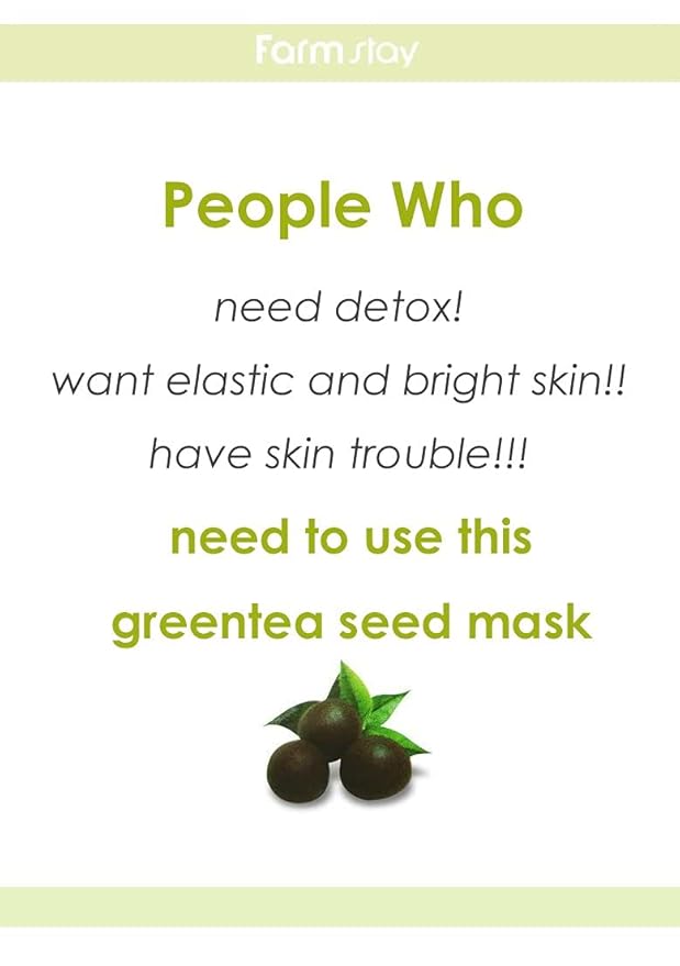 Farmstay Korean Greentea Seed Hydration Facial Mask Sheet(Pack of 10) / Good for Dry and Dull Skin / Good for Soothing and Hydrating