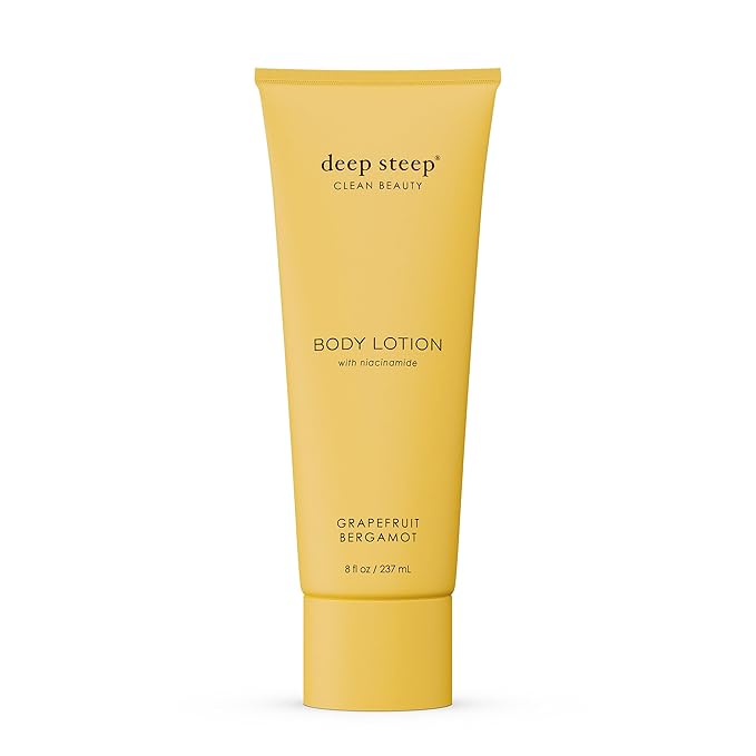 Deep Steep Body Lotion, Grapefruit Bergamot, 8 oz – Moisturizer with Coconut Oil, Shea Butter, Argan Oil, Aloe Vera & Niacinamide – Vegan, Clean Beauty, Daily Skin Hydration