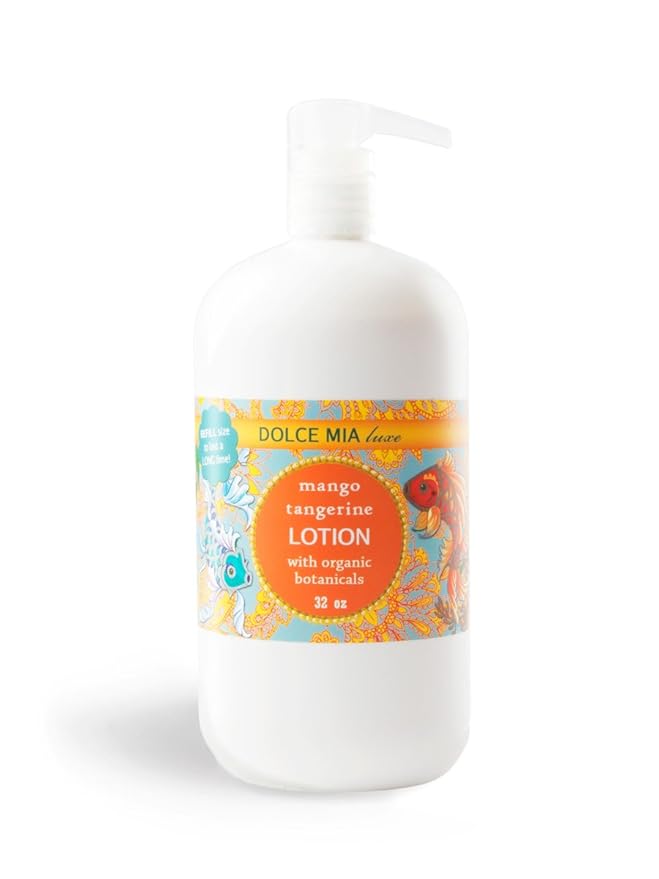 Dolce Mia | Shea Butter Lotion | Mango Tangerine | Organic Botanicals | Hypoalergenic | Vegan and Cruelty Free | 32 oz Refill