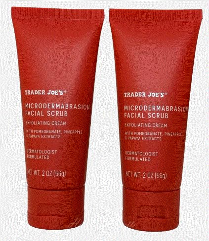 2-Pack Trader Joe's Microdermabrasion Facial Scrub, Exfoliating Cream with Pomegranate, Pineapple & Papaya Extracts, Dermatologist Formulated, 2 oz