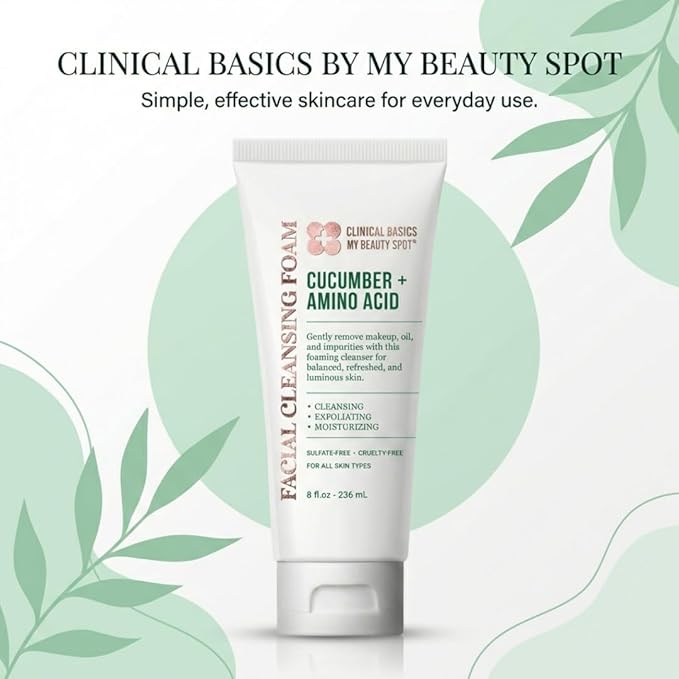 My Beauty Spot Cucumber + Amino Acid Facial Cleansing Foam, Gentle Foaming Face Wash for Moisturizing & Refreshing Skin, 8 oz