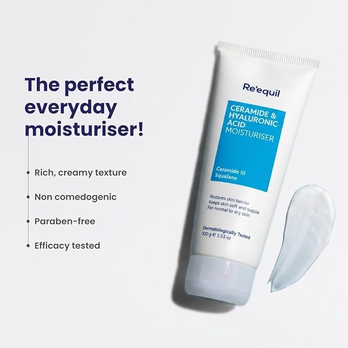 Ceramide & Hyaluronic Acid Moisturiser | Moisturizer For Face | Barrier Repair Cream | Long Lasting Hydration | Suitable For Normal To Dry Skin | 100G