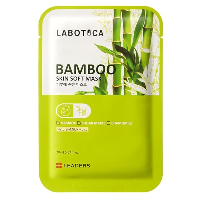 LABOTICA Bamboo Skin Soft Mask - Hydrating Face Mask for Even Skin Tone, Sensitive Skin, and Anti-Aging Korean Skincare (10 Sheets)