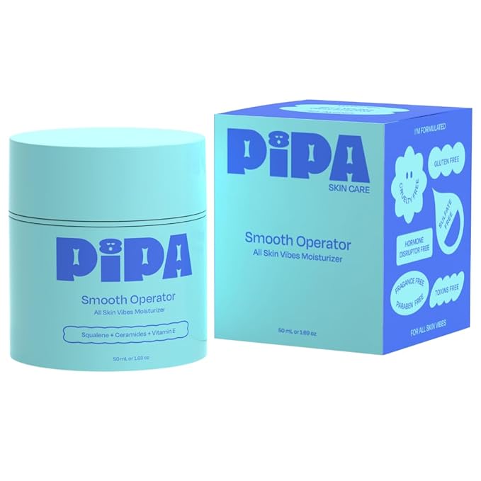 Pipa Skincare Smooth Operator Kids Face Moisturizer 1.7 oz | Clean, Non-Toxic, Hypoallergenic, Fragrance-Free Lotion | Multi-Vitamin Ceramides Cream | Gentle Skin Care Birthday Gift for Tweens