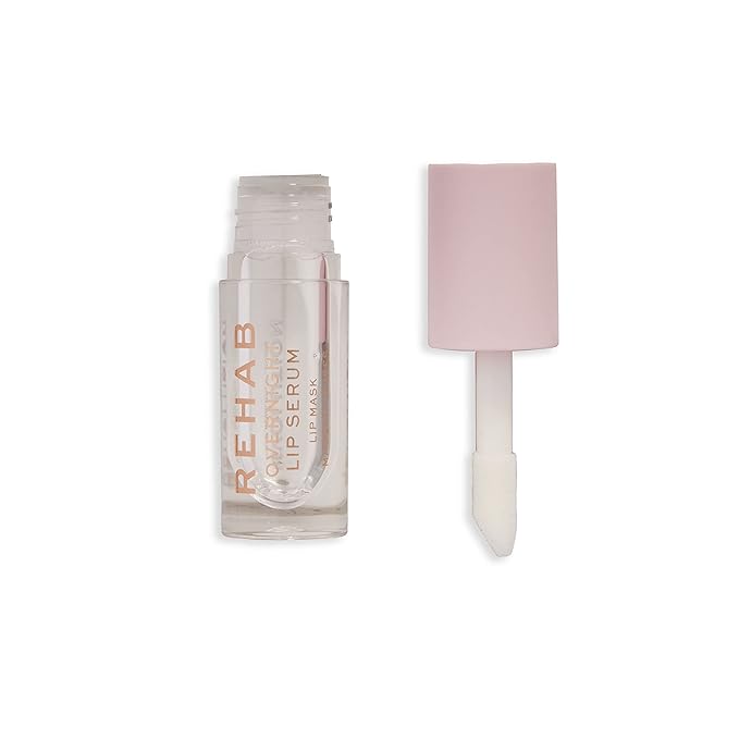 Makeup Revolution Rehab Overnight Lip Mask Serum, Nourishes, Hydrates & Moisturizes Lips, Vegan & Cruelty-Free, 0.15fl.oz/4.6ml