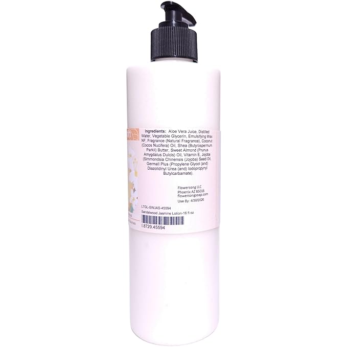 Sandalwood Jasmine Lotion (16 ounce) - Natural Fragrance - Absorbs Quickly with a Stirring Earthy Floral Scent