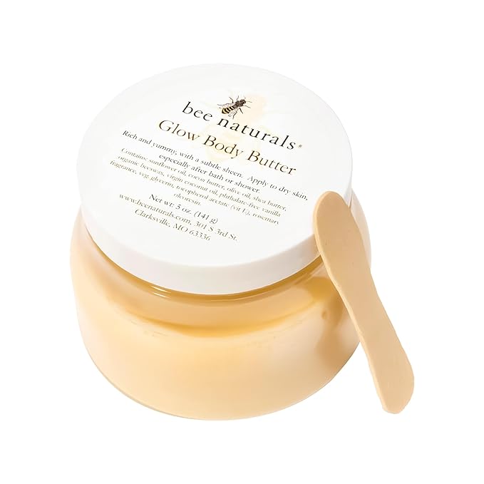 Bee Naturals Glow Body Butter – Shea & Cocoa Butter Blend for Deep Hydration, Radiant Skin, and Lasting Moisture – Infused with Organic Oils, Beeswax & Vanilla Mango Scent 5Oz – Cruelty-Free