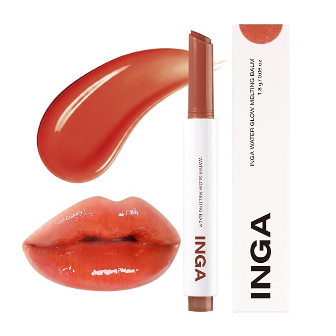 INGA Water Glow Melting Balm - Hydrating Tinted Lip Balm with Soft, Melt-On Texture, Natural Sheer, Glass-Like Finish with Non-Sticky, Lightweight Comfort (MAPLE JUICE)