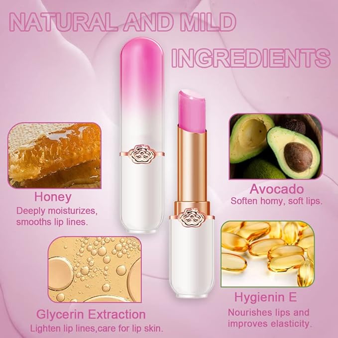 BINGBRUSH 2 Pcs Grape Color Changing Lipstick Queen,PH Mood Long Lasting Labiales Lip Gloss Lip Balm Tinted Magic Lip Stain Makeup Lipstick Set for Women