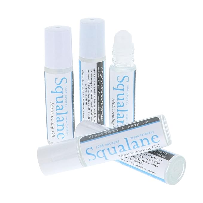 Rinse Bath & Body Squalane Essential Oil Roll On - Pure, Natural Squalane Oil For Face and Body | Light and Fast Absorbing | Cell Elasticity,Lines & Wrinkles | Squalane Oil From Olive Plant |.35oz