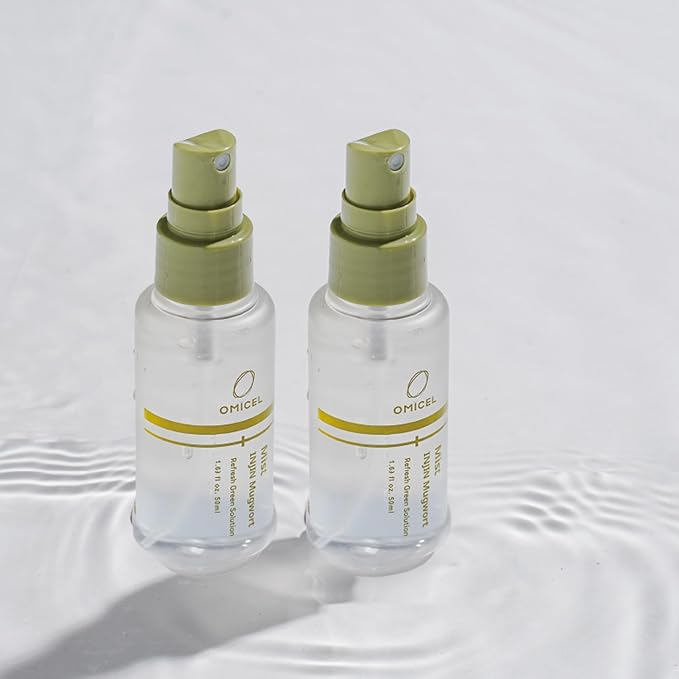 INJIN Mugwort Green Solution Mist (2 Count) - Hydrating Facial Toner Spray for Dewy, Glowing Skin | Moisturizing Makeup Setting Mist | Hemp Stem Extract, Bifida Ferment Lysate
