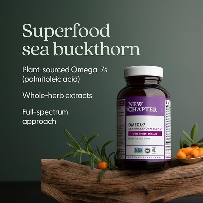 New Chapter Supercritical Omega 7 with Sea Buckthorn + Plant Sourced Fatty Acids + Omega 7 + Non-GMO Ingredients - 60 Vegetarian Capsule