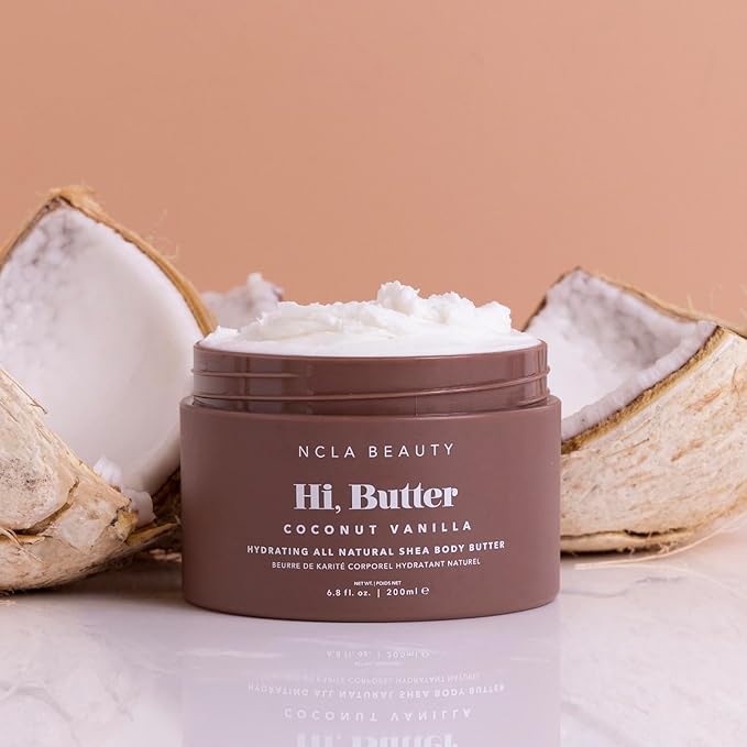 NCLA - Hi, Butter Natural Shea Body Butter | Vegan, Cruelty-Free, Clean Skincare (Coconut, 6.8 oz | 200 ml)