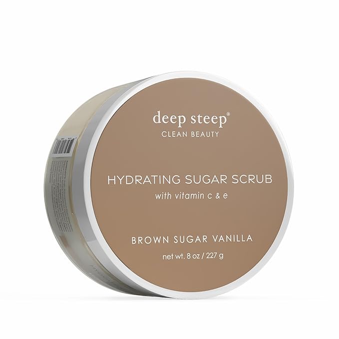 Deep Steep Sugar Scrub, Brown Sugar Vanilla, 8 oz – Exfoliating Body Scrub with Organic Coconut Oil, Shea Butter & Argan Oil – Vegan, Clean Beauty, Smooth, Soft & Nourished Skin