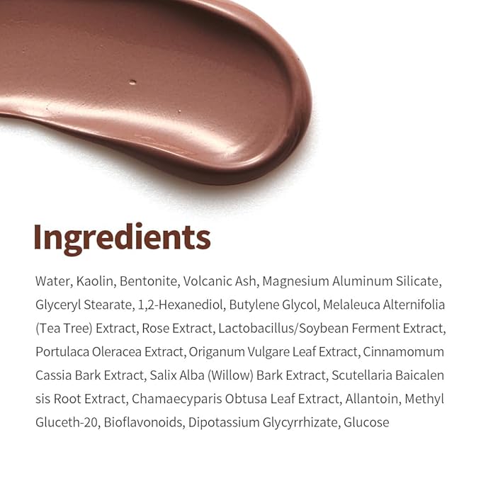 1.618 Volcanic Clay Mud Mask | Korean Style Pore & Sebum Clay Mask | Fast-Drying, Wash off type, 4.23oz