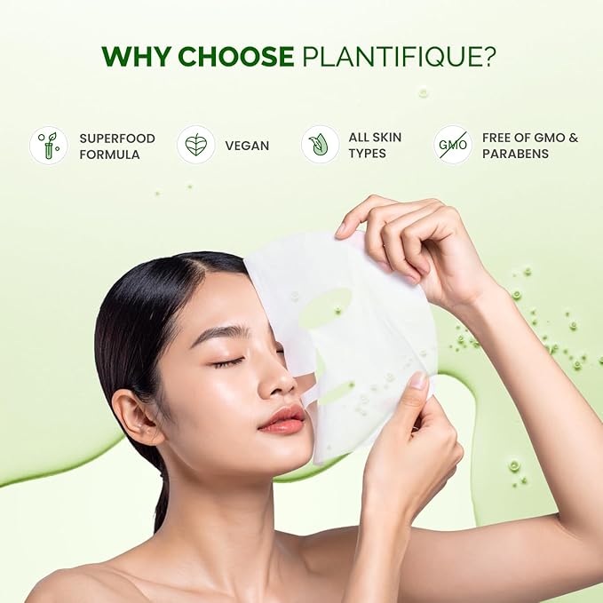 PLANTIFIQUE Korean Sheet Mask, 5 Pack - Calming & Soothing Face Masks with Centella Extract, Niacinamide & Hyaluronic Acid - Mascarillas Faciales