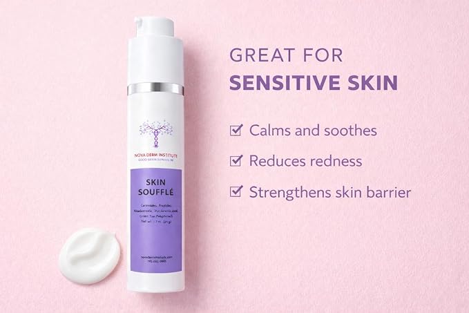 Skin Soufflé Hydrating Face Moisturizer for Dry & Sensitive Skin – Moisturizer with Niacinamide, Peptides, Ceramides, Non Comedogenic (1.7 oz/ 30 gm)