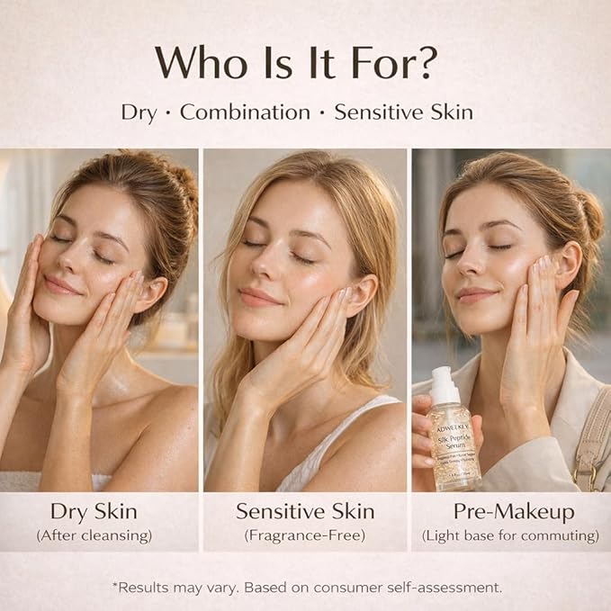 Silk Peptide Serum, Korean Skincare Inspired Fragrance-Free Face Serum, Barrier Support, Visibly Firming & Hydrating, Clear Lightweight Serum for Fine Lines, 1.0 fl oz / 30 mL