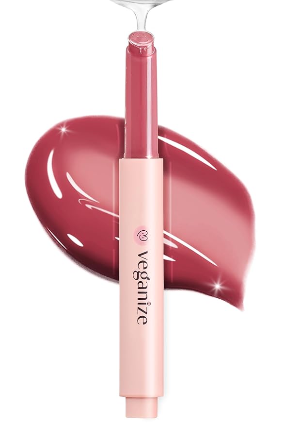 self beauty Veganize Collagen Lip Glass Balm | Hydrating Lip Balm in 9 Vibrant Colors | Moisturizing Lip Care Infused with Collagen Jelly Magic | No Animal Trial Lip Balm 0.06 oz (#9 Mauve Plum)