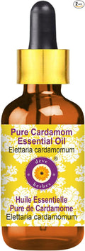 Deve Herbes Pure Cardamom Essential Oil (Elettaria cardamomum) with Glass Dropper Steam Distilled 2ml (0.06 oz)