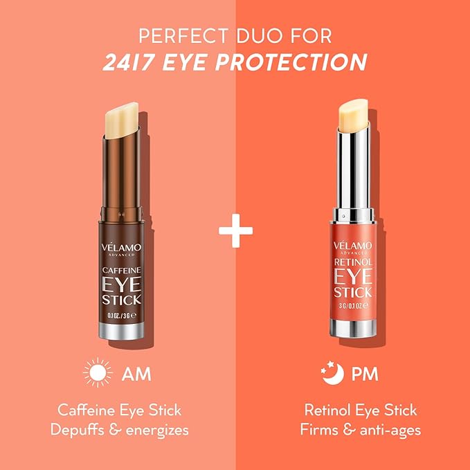 VELAMO ADVANCED Retinol Eye Stick: Renewing & Firming Under Eye Balm for Dark Circles, Puffiness, Fine Lines & Wrinkles - Travel Essentials, Portable & Perfect for On-the-go Use, 0.1 OZ/3g