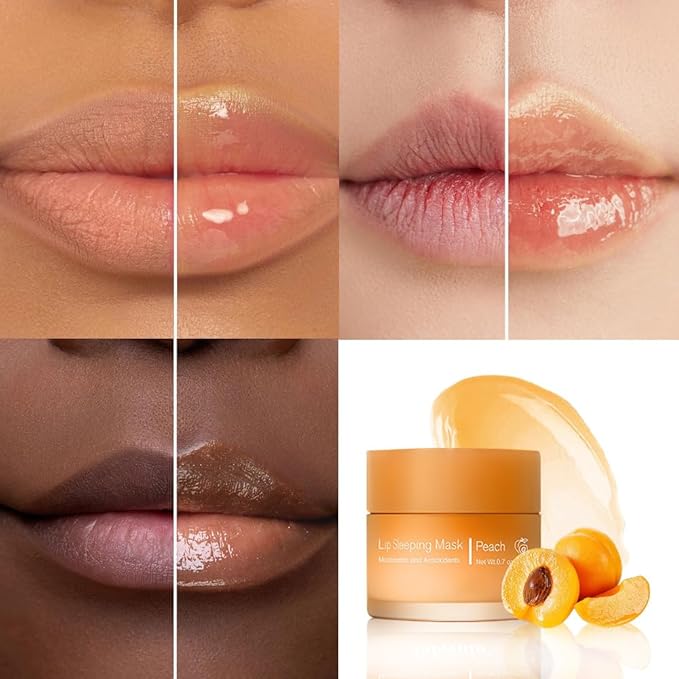 FeiCuiYun Lip Sleeping Mask, Moisturization and Antioxidants, Nourish, Hydrate, Flaky, Dry Lips (01#Yellow peach)