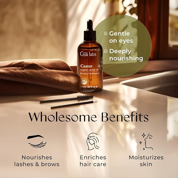 Gya Labs Marula Carrier Oil for Skin (1 fl oz) & Castor Oil for Hair (1.69 fl oz) Set - Aromatherapy Grade Essential Oils Set