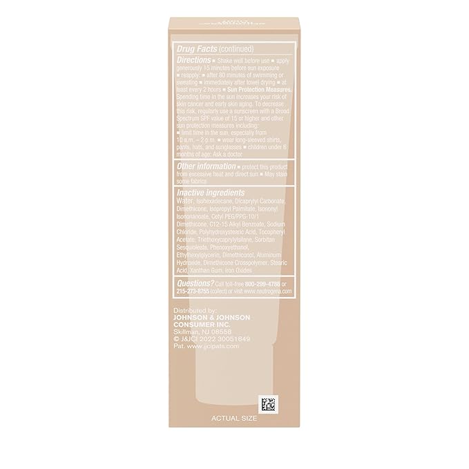 Neutrogena Purescreen+ Mineral UV Tint Face Liquid Tinted Sunscreen - with 100% Mineral Actives & Vitamin E,Enhances Natural Tone,Water Resistant,Broad Spectrum SPF 30,1.1 fl oz,(Pack of 2)